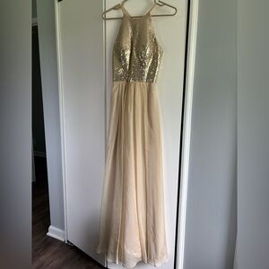 Elegant Gold Sequin Evening Gown